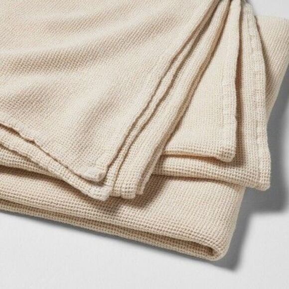 Casaluna - Full/Queen Micro Waffle Bed Blanket Natural - Casa Natural - Picture 2 of 4